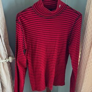 Polo Jeans Co. Ralph Lauren Red and Black Striped Turtleneck Sweater